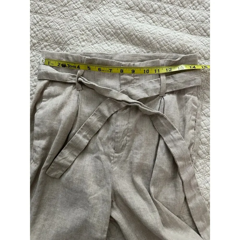Banana Republic Linen Blend Cream Color Belted Pants Womens Size Small